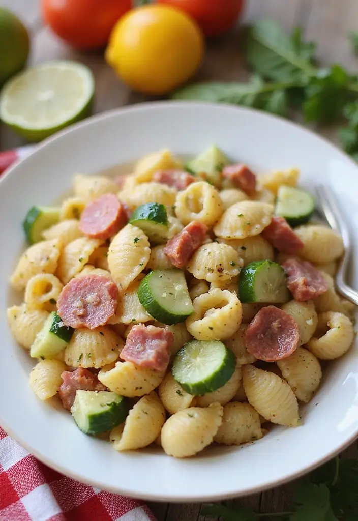 30+ Pasta Salad Recipes with Salami for a Savory Twist 129 30+ Pasta Salad Recipes with Salami for a Savory Twist - 19. Salami and Cucumber Pasta Salad
