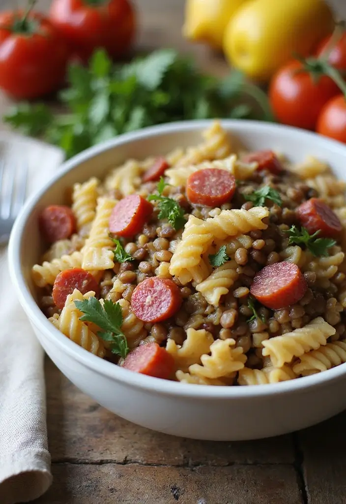 30+ Pasta Salad Recipes with Salami for a Savory Twist 159 30+ Pasta Salad Recipes with Salami for a Savory Twist - 23. Salami and Lentil Pasta Salad