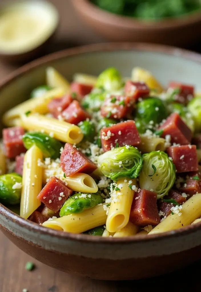 30+ Pasta Salad Recipes with Salami for a Savory Twist 187 30+ Pasta Salad Recipes with Salami for a Savory Twist - 27. Salami and Brussels Sprout Pasta Salad