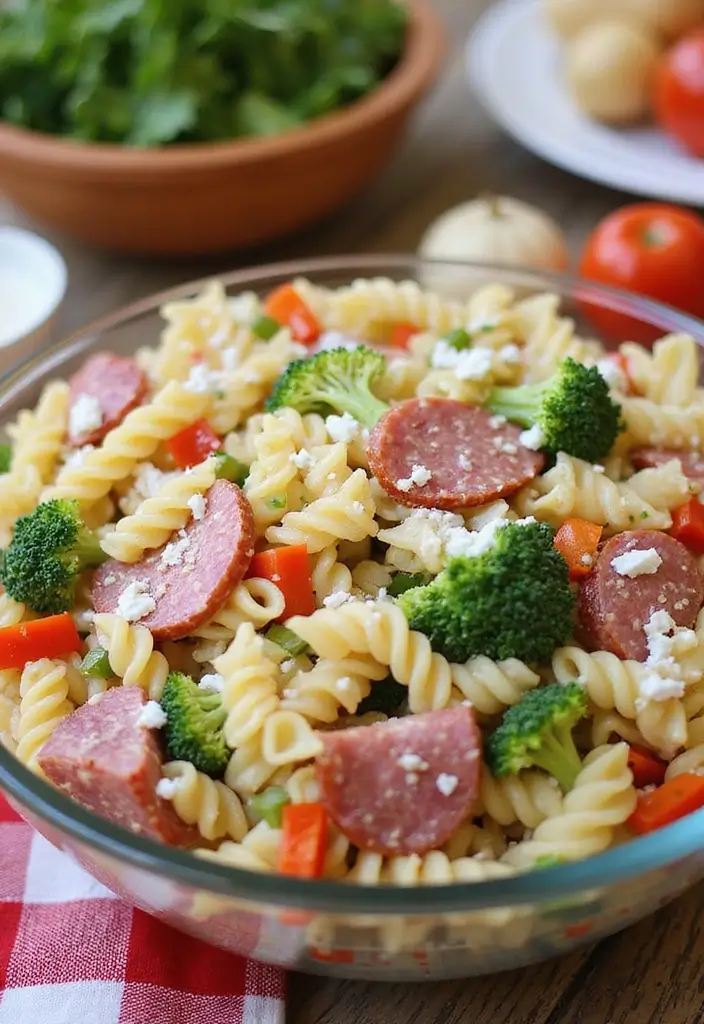 30+ Pasta Salad Recipes with Salami for a Savory Twist 36 30+ Pasta Salad Recipes with Salami for a Savory Twist - 6. Salami and Veggie Pasta Salad