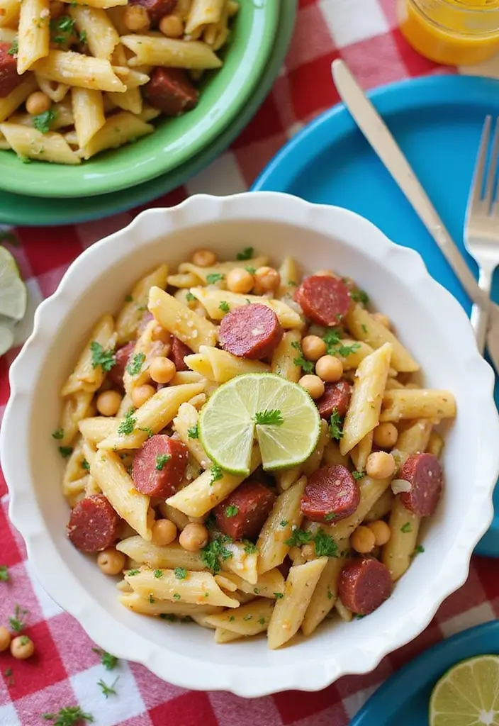 30+ Pasta Salad Recipes with Salami for a Savory Twist 57 30+ Pasta Salad Recipes with Salami for a Savory Twist - 9. Zesty Salami and Chickpea Pasta Salad