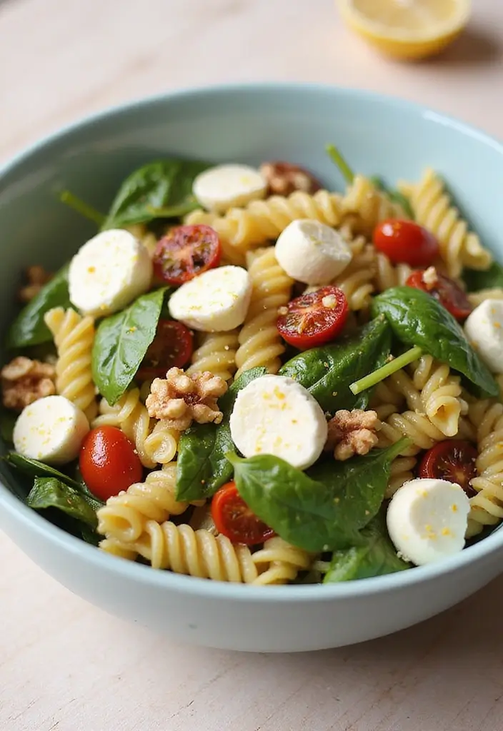 30+ Pasta Salad Recipes with Sundried Tomato for Mediterranean Flavor 4 30+ Pasta Salad Recipes with Sundried Tomato for Mediterranean Flavor - 2. Sun-Dried Tomato and Spinach Pasta Salad