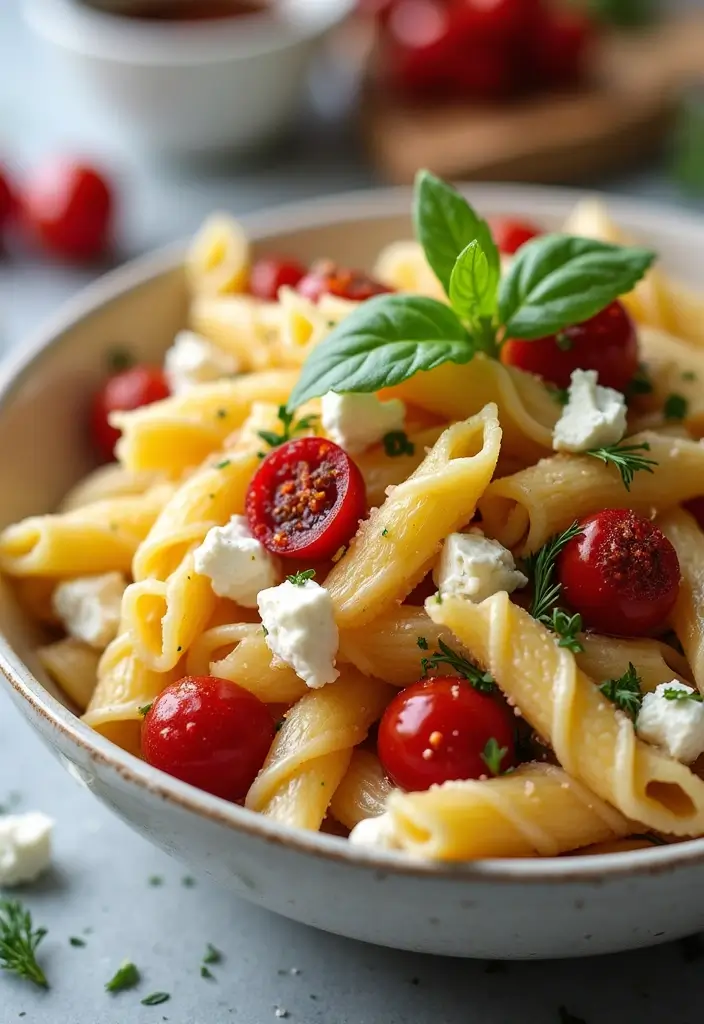 30+ Pasta Salad Recipes with Sundried Tomato for Mediterranean Flavor 152 30+ Pasta Salad Recipes with Sundried Tomato for Mediterranean Flavor - 30. Sundried Tomato and Goat Cheese Pasta Salad