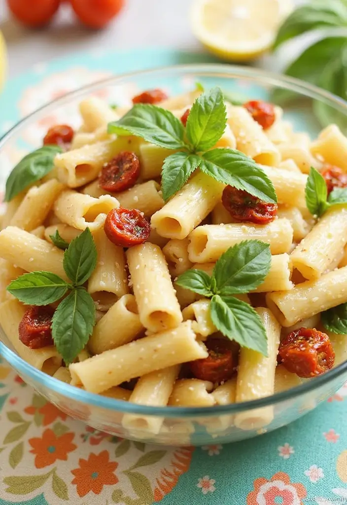 30+ Pasta Salad Recipes with Sundried Tomato for Mediterranean Flavor 37 30+ Pasta Salad Recipes with Sundried Tomato for Mediterranean Flavor - 7. Lemon Basil Sundried Tomato Pasta Salad