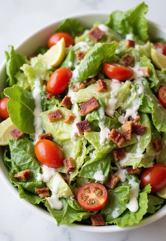 30+ Romaine Lettuce Salad Recipes That Are Crisp and Delicious 150 30+ Romaine Lettuce Salad Recipes That Are Crisp and Delicious - 30. Creamy Ranch Romaine Salad