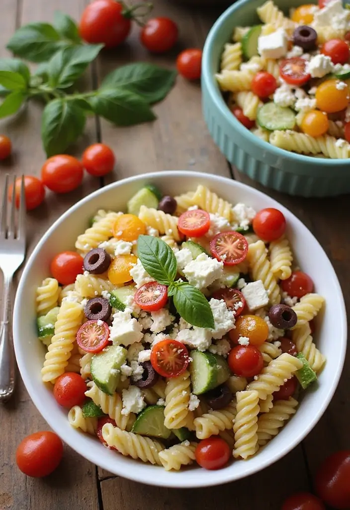 30+ Side Salad Recipes for BBQ That Pair with Any Main Dish 60 30+ Side Salad Recipes for BBQ That Pair with Any Main Dish - 12. Greek Pasta Salad