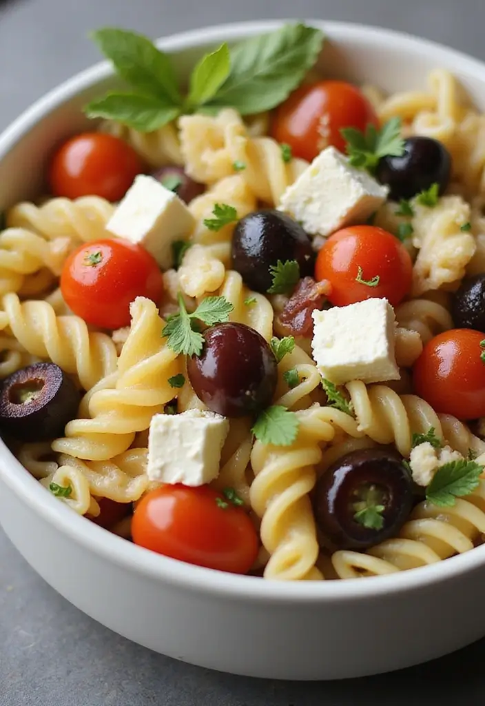 30+ Tri Color Pasta Salad Recipes That Brighten Any Table 1 30+ Tri Color Pasta Salad Recipes That Brighten Any Table - 1. Mediterranean Tri Color Pasta Salad