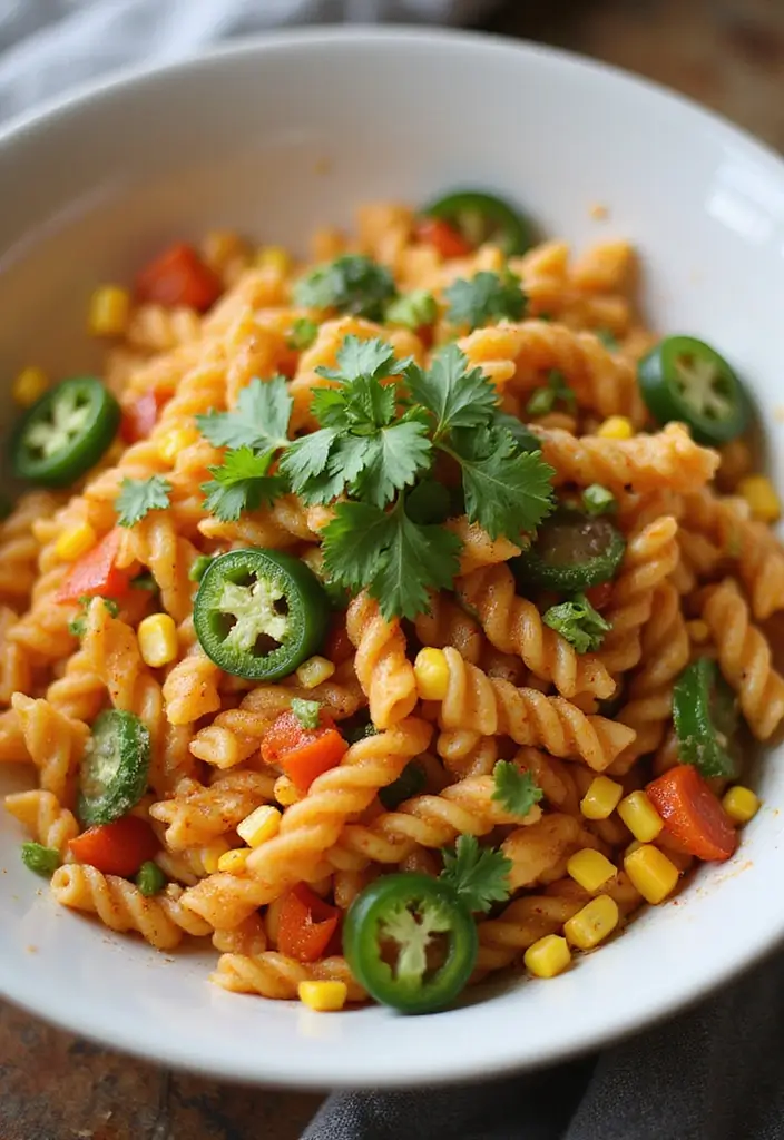 30+ Tri Color Pasta Salad Recipes That Brighten Any Table 56 30+ Tri Color Pasta Salad Recipes That Brighten Any Table - 10. Spicy Tri Color Pasta Salad with Jalapeños