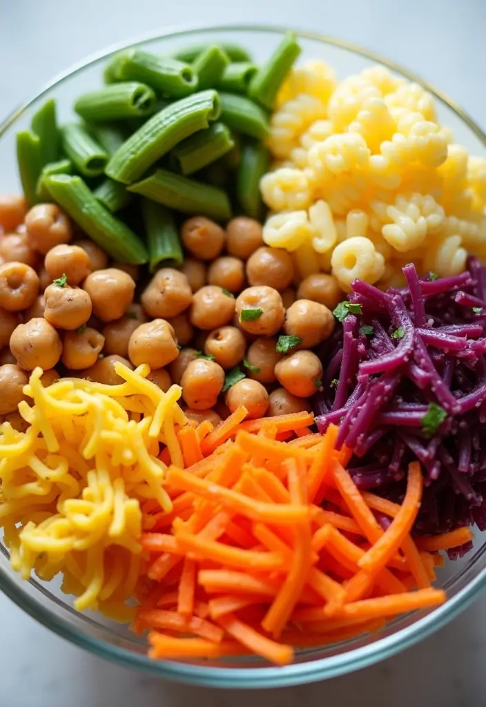 30+ Tri Color Pasta Salad Recipes That Brighten Any Table 90 30+ Tri Color Pasta Salad Recipes That Brighten Any Table - 16. Tri Color Pasta Salad with Carrots and Chickpeas