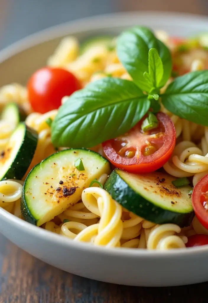 30+ Tri Color Pasta Salad Recipes That Brighten Any Table 97 30+ Tri Color Pasta Salad Recipes That Brighten Any Table - 17. Tri Color Pasta Salad with Zucchini and Basil