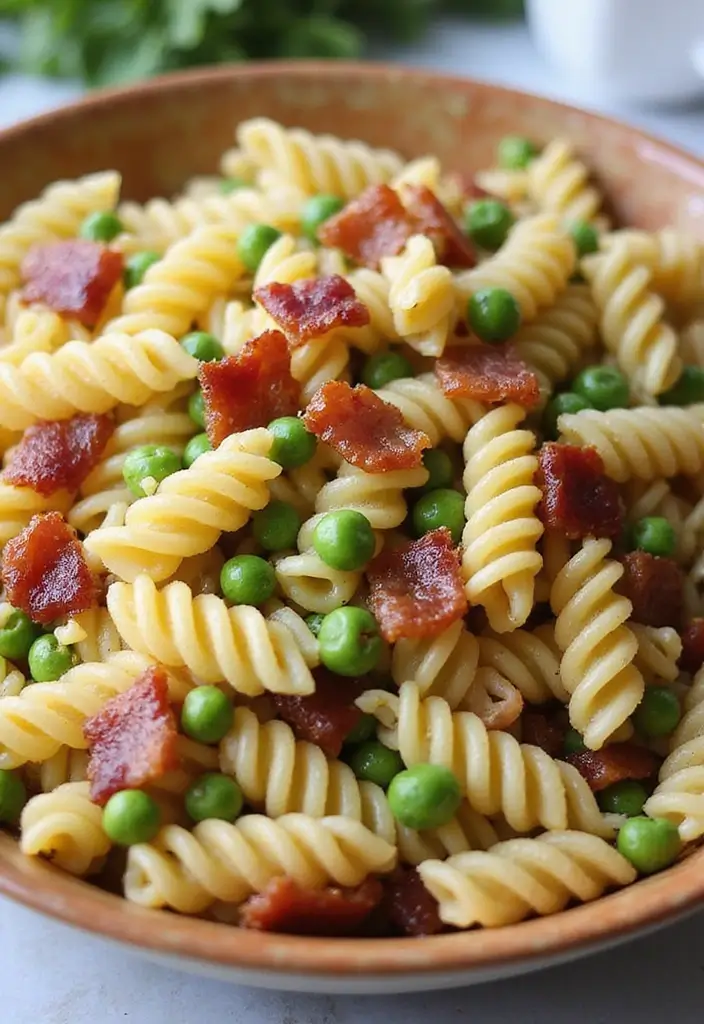 30+ Tri Color Pasta Salad Recipes That Brighten Any Table 119 30+ Tri Color Pasta Salad Recipes That Brighten Any Table - 21. Tri Color Pasta Salad with Bacon and Peas