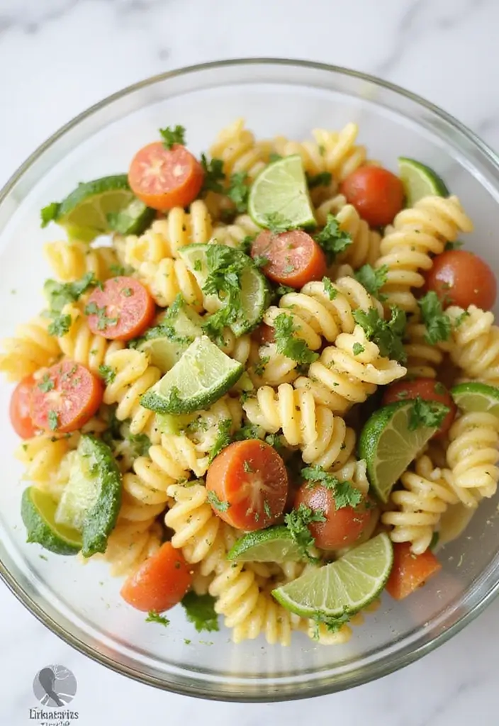 30+ Tri Color Pasta Salad Recipes That Brighten Any Table 129 30+ Tri Color Pasta Salad Recipes That Brighten Any Table - 23. Tri Color Pasta Salad with Cilantro Lime Dressing