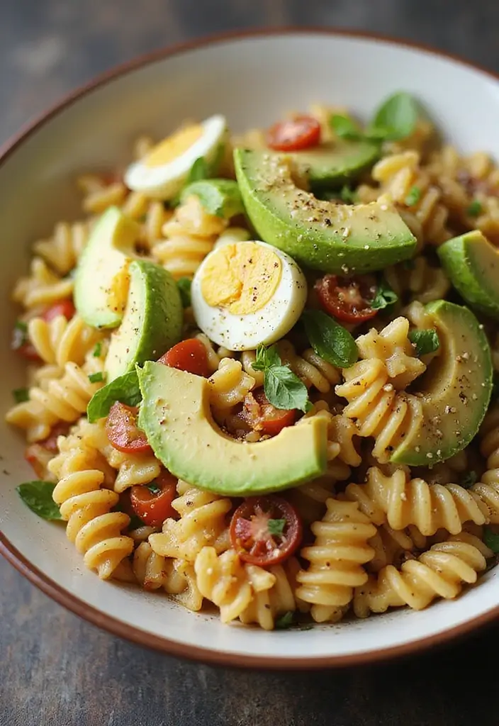 30+ Tri Color Pasta Salad Recipes That Brighten Any Table 155 30+ Tri Color Pasta Salad Recipes That Brighten Any Table - 27. Tri Color Pasta Salad with Egg and Avocado