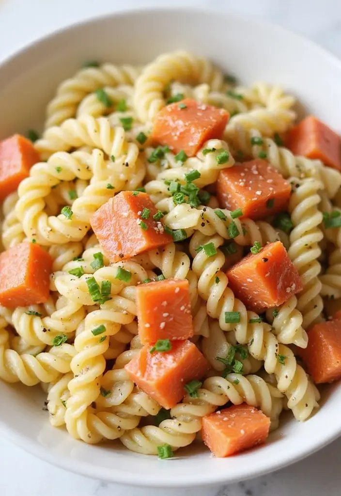 30+ Tri Color Pasta Salad Recipes That Brighten Any Table 167 30+ Tri Color Pasta Salad Recipes That Brighten Any Table - 29. Tri Color Pasta Salad with Smoked Salmon