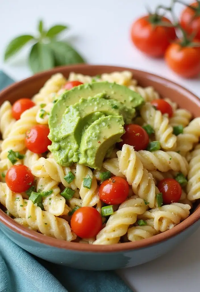 30+ Tri Color Pasta Salad Recipes That Brighten Any Table 46 30+ Tri Color Pasta Salad Recipes That Brighten Any Table - 8. Tri Color Pasta Salad with Avocado Dressing