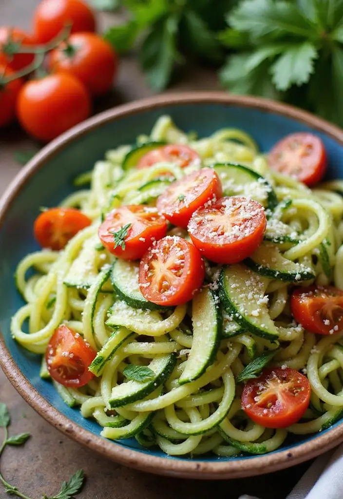 30+ Vegetarian High Protein Salad Recipes to Keep You Energized 72 30+ Vegetarian High Protein Salad Recipes to Keep You Energized - 14. Zucchini Noodle Salad