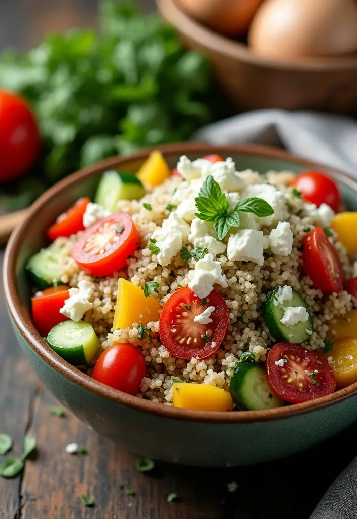 30+ Vegetarian High Protein Salad Recipes to Keep You Energized 86 30+ Vegetarian High Protein Salad Recipes to Keep You Energized - 16. Greek Quinoa Salad