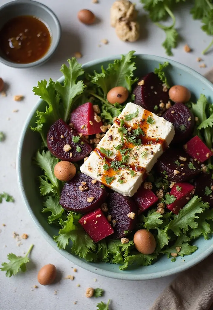 30+ Vegetarian High Protein Salad Recipes to Keep You Energized 91 30+ Vegetarian High Protein Salad Recipes to Keep You Energized - 17. Roasted Beet and Goat Cheese Salad