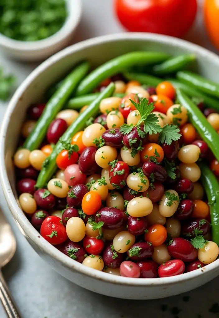 30+ Vegetarian High Protein Salad Recipes to Keep You Energized 98 30+ Vegetarian High Protein Salad Recipes to Keep You Energized - 18. Three Bean Salad