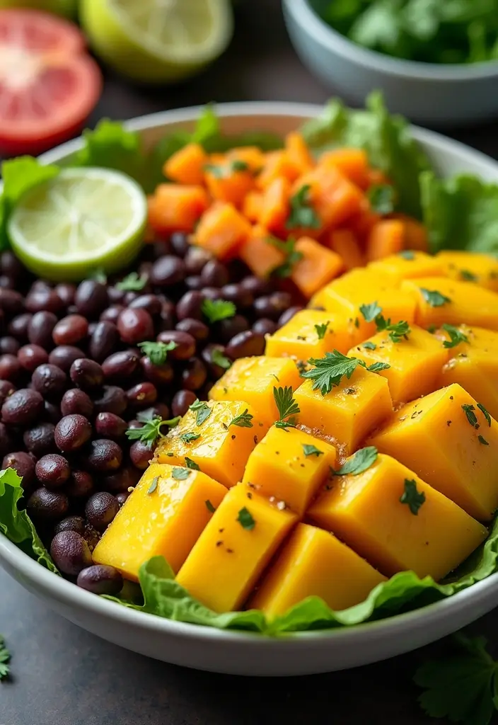30+ Vegetarian High Protein Salad Recipes to Keep You Energized 103 30+ Vegetarian High Protein Salad Recipes to Keep You Energized - 19. Mango Black Bean Salad