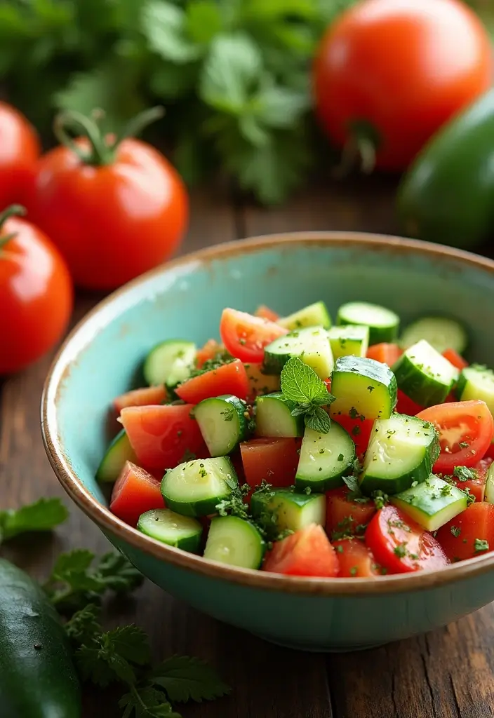 30+ Vegetarian High Protein Salad Recipes to Keep You Energized 137 30+ Vegetarian High Protein Salad Recipes to Keep You Energized - 25. Cucumber Tomato Salad
