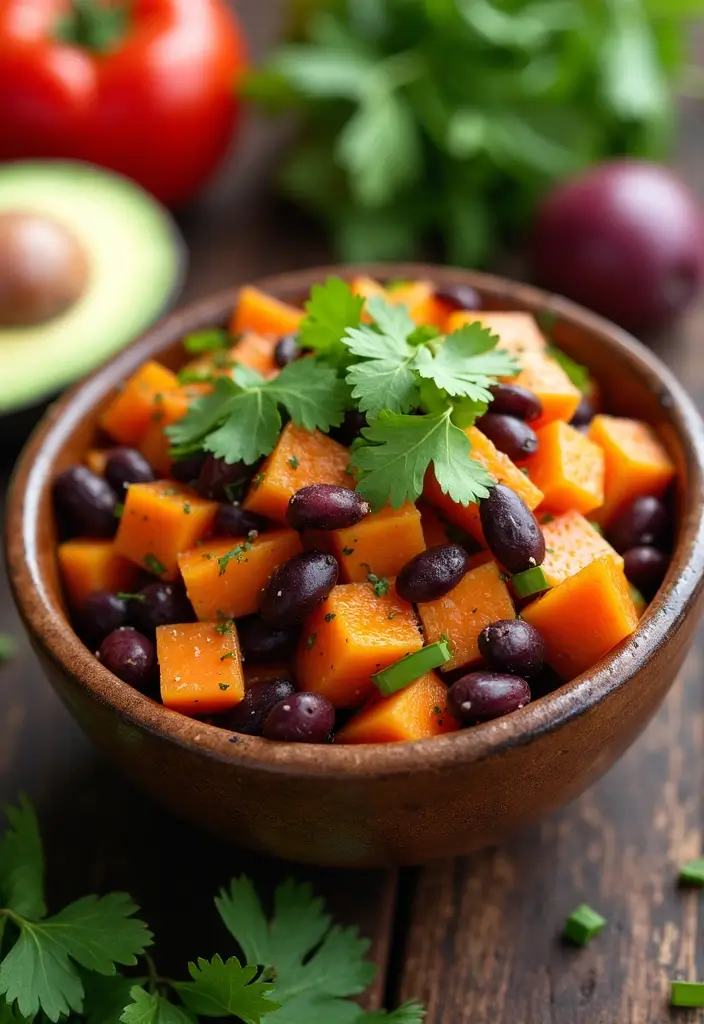 30+ Vegetarian High Protein Salad Recipes to Keep You Energized 33 30+ Vegetarian High Protein Salad Recipes to Keep You Energized - 7. Sweet Potato and Black Bean Salad