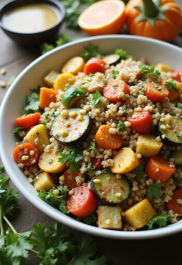 30+ Vegetarian High Protein Salad Recipes to Keep You Energized 41 30+ Vegetarian High Protein Salad Recipes to Keep You Energized - 9. Roasted Vegetable and Quinoa Salad